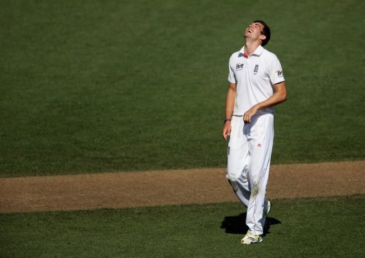 England's Steven Finn celebrates his sixth wicket against New Zealand, at Eden Park in Auckland, on March 23, 2013 England's Steven Finn celebrates his sixth wicket against New Zealand, at Eden Park in Auckland, on March 23, 2013