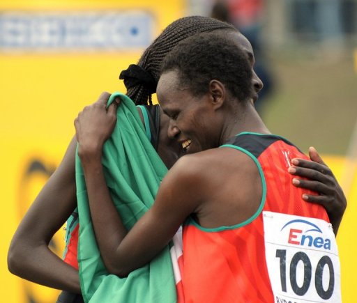Kenya's Emily Chebet (right) and Linet Chepkwemoi Masai in Bydgoszcz, Poland on March 28, 2010. Kenya's Emily Chebet (right) and Linet Chepkwemoi Masai in Bydgoszcz, Poland on March 28, 2010.