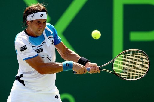 David Ferrer returns a shot to Fabio Fognini on March 24, 2013 in Key Biscayne David Ferrer returns a shot to Fabio Fognini on March 24, 2013 in Key Biscayne