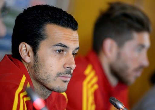 Spain forward Pedro gives a press conference in Paris, on March 25, 2013 Spain forward Pedro gives a press conference in Paris, on March 25, 2013