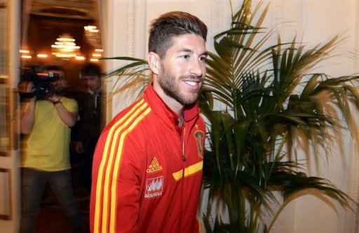 Spain's defender Sergio Ramos leaves a press conference at the team's hotel in Paris, on March 25, 2013 Spain's defender Sergio Ramos leaves a press conference at the team's hotel in Paris, on March 25, 2013