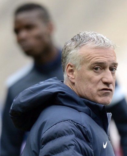 Didier Deschamps takes a training session on March 25, 2013, the eve of the World Cup qualifier against Spain Didier Deschamps takes a training session on March 25, 2013, the eve of the World Cup qualifier against Spain