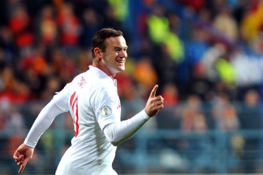 Wayne Rooney celebrates after scoring in Podgorica on March 26, 2013 Wayne Rooney celebrates after scoring in Podgorica on March 26, 2013