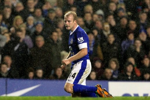 Everton's Steven Naismith reacts at the Goodison Park stadium in Liverpool on November 24, 2012 Everton's Steven Naismith reacts at the Goodison Park stadium in Liverpool on November 24, 2012
