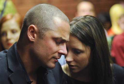 South African Olympic sprinter Oscar Pistorius's brother Carl and sister Aimee in court, Pretoria, February 22, 2013 South African Olympic sprinter Oscar Pistorius's brother Carl and sister Aimee in court, Pretoria, February 22, 2013
