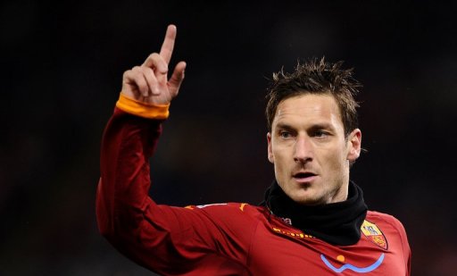 Francesco Totti reacts in Rome's Olympic Stadium on January 22, 2011 Francesco Totti reacts in Rome's Olympic Stadium on January 22, 2011