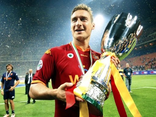 Francesco Totti holds the trophy, on August 19, 2007 after winning the ltalian Super Cup over Inter Milan 1-0 Francesco Totti holds the trophy, on August 19, 2007 after winning the ltalian Super Cup over Inter Milan 1-0
