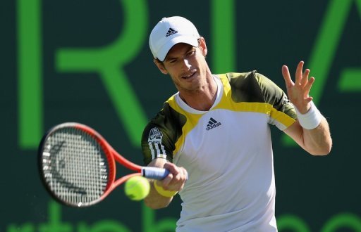 Andy Murray plays a forehand against Marin Cilic in Key Biscayne, Florida, on March 28, 2013 Andy Murray plays a forehand against Marin Cilic in Key Biscayne, Florida, on March 28, 2013