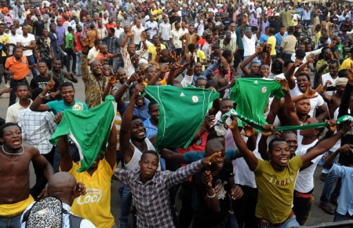 Fans celebrate Nigeria football team's victory over Ivory Coast on February 3, 2013 in Lagos Fans celebrate Nigeria football team's victory over Ivory Coast on February 3, 2013 in Lagos