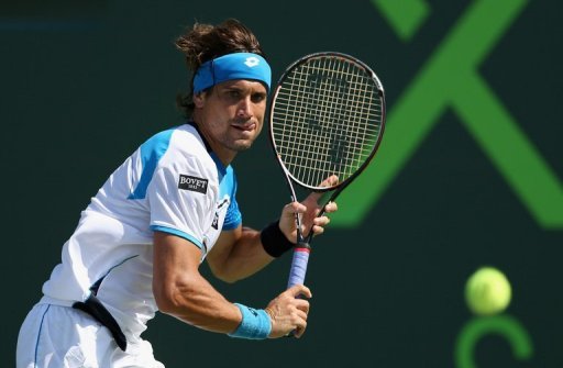 David Ferrer lines up a backhand against Tommy Haas at the Miami Masters on March 29, 2013 David Ferrer lines up a backhand against Tommy Haas at the Miami Masters on March 29, 2013