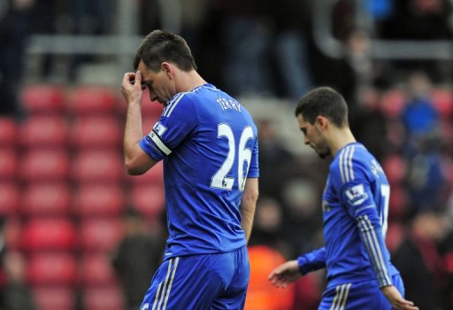 Chelsea defender John Terry (L) and midfielder Eden Hazard trudge off after the defeat at Southampton on March 30, 2013 Chelsea defender John Terry (L) and midfielder Eden Hazard trudge off after the defeat at Southampton on March 30, 2013