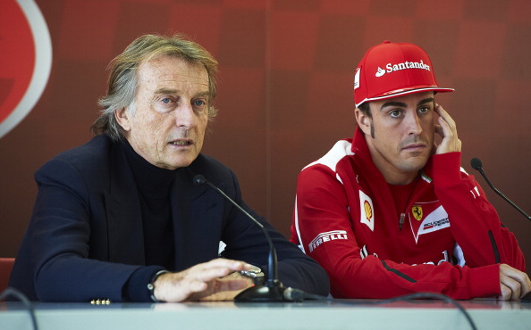 Ferrari Chairman Luca Cordero di Montezemolo (L) and Fernando Alonso of Spain in press conference during the Ferrari Challenge of the Finali Mondiali at the Ricardo Tormo on December 2, 2012 in Cheste, Spain. (Getty Images)