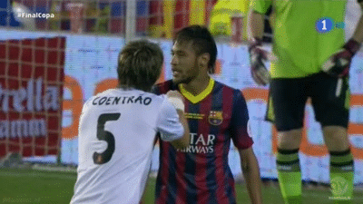 Neymar headbutts Coentrao, Pepe intervenes