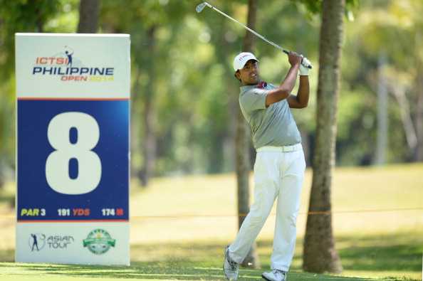 Anirban Lahiri of India plays a shot during round three of the ICTSI Philippine Open at Wack Wack Golf and Country Club on May 17, 2014 in Manila, Philippines.