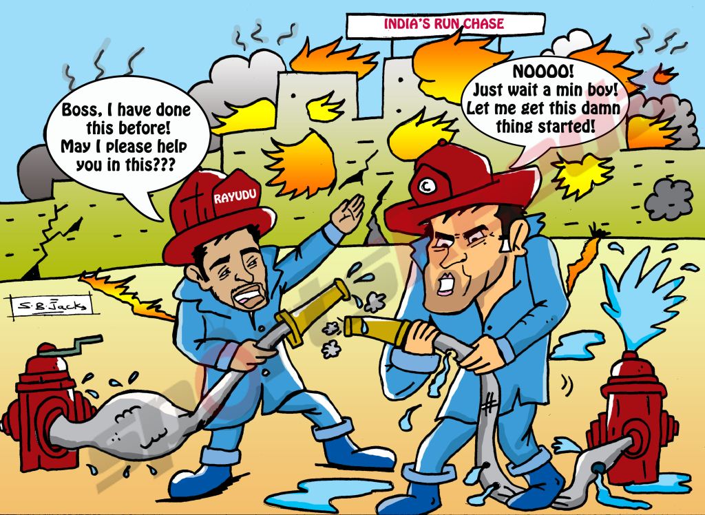 Comic: MS Dhoni and Ambati Rayudu's run chase