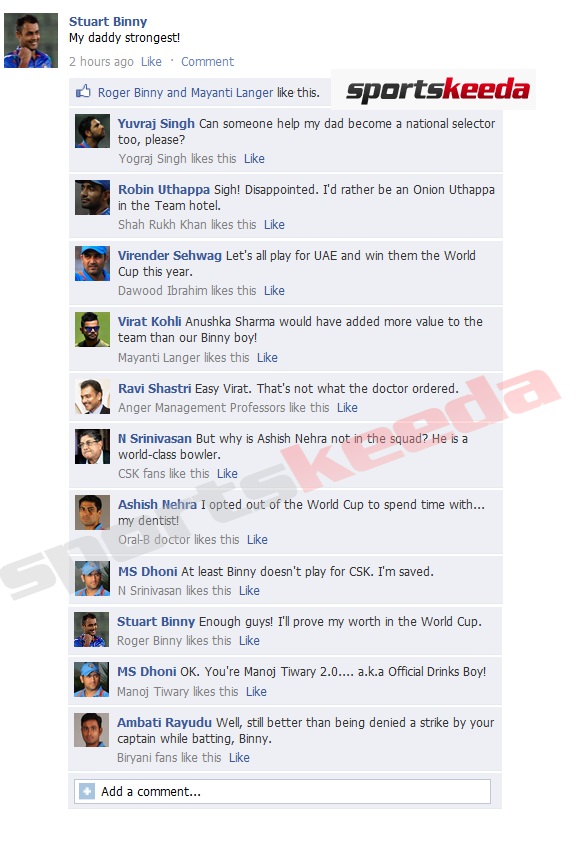 FB Wall: Stuart Binny gets trolled after making it to ... - 578 x 850 jpeg 145kB