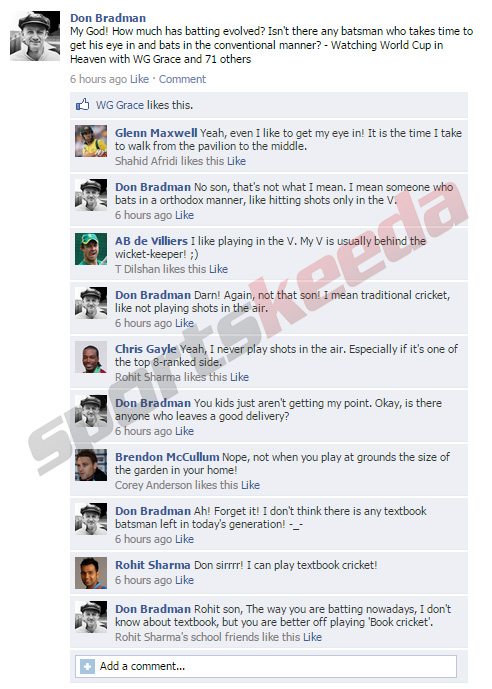 Fake FB Wall An astounded Don Bradman updates his status 