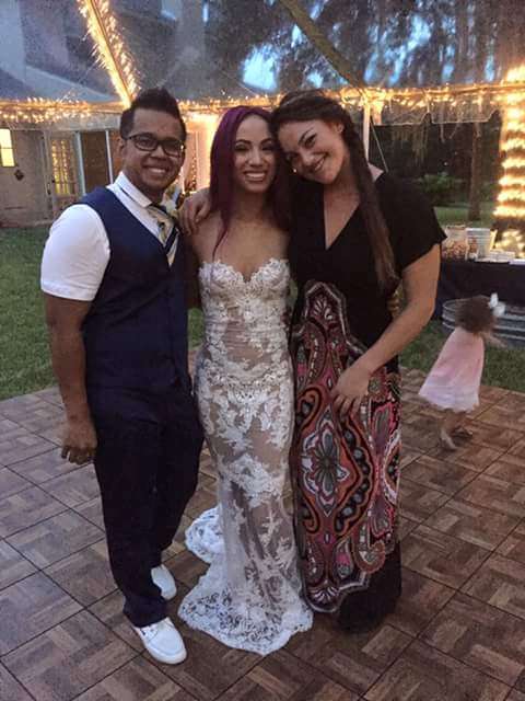 Happily married husband and wife: Sarath Ton and Sasha Banks at their wedding ceremony