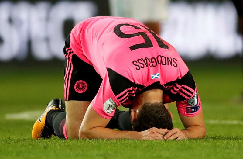 Soccer Football - 2018 World Cup Qualifications - Europe - Slovenia vs Scotland - Stozice Stadium, Ljubljana, Slovenia - October 8, 2017 Scotland’s Robert Snodgrass looks dejected after the match. Action Images via Reuters/Andrew Boyers
