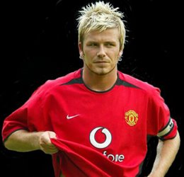 David Beckham featured in this match for Manchester United David Beckham featured in this match for Manchester United